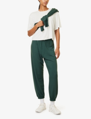SPLITS59 WOMENS MILITARY OVERSIZED STRETCH-JERSEY FLEECE JOGGING BOTTOMS 