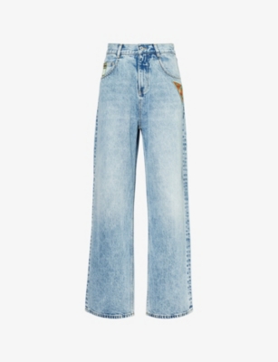 ALEMAIS: Jackpot graphic-patch straight-leg mid-rise denim jeans