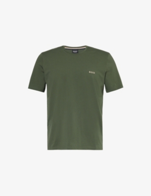 BOSS: Embroidered cotton-blend stretch-jersey T-shirt