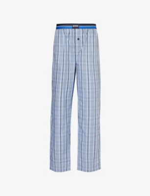 Hugo Boss Boss Men's Light/pastel Blue Urban Cotton-poplin Pyjama Bottoms