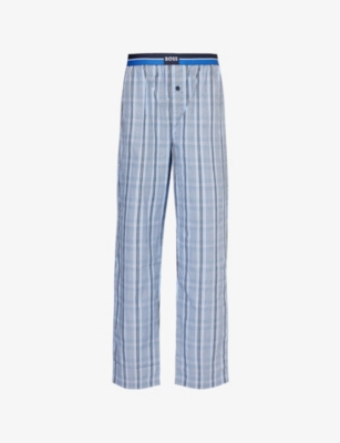 Shop Hugo Boss Boss Men's Light/pastel Blue Urban Cotton-poplin Pyjama Bottoms