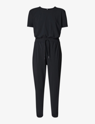 Shop Sweaty Betty Womens Explorer Tapered-leg Stretch-woven Jumpsuit Black