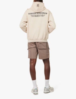 Shop The Couture Club Mens  Raw-seam Logo-print Cotton-jersey Hoody In Beige