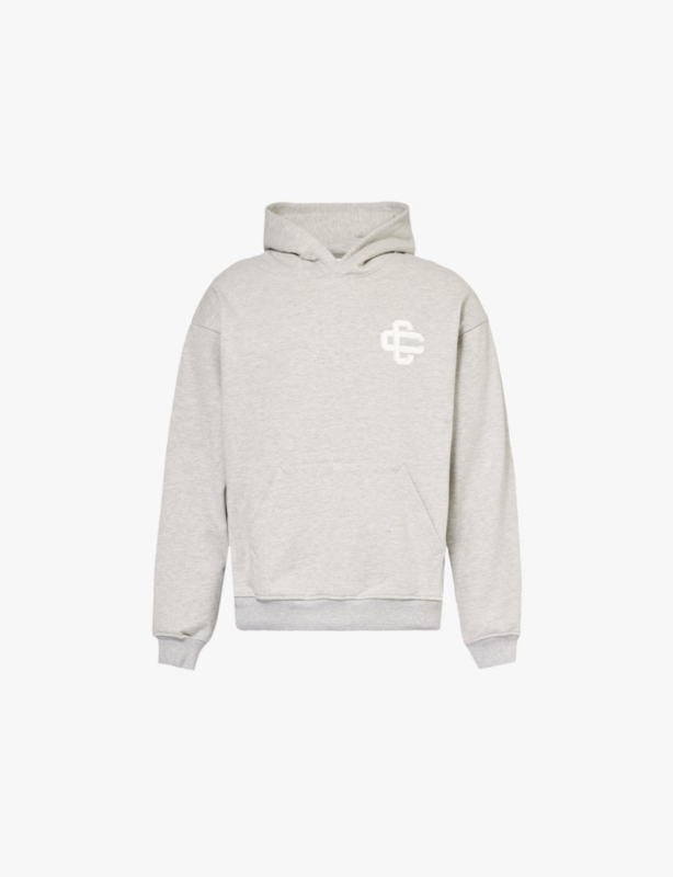 Embroidered branding kangaroo pocket relaxed fit cotton-blend hoody