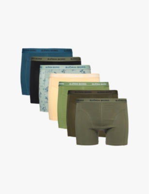 BJORN BORG: Branded-waistband mid-rise pack of 7 stretch-cotton trunks
