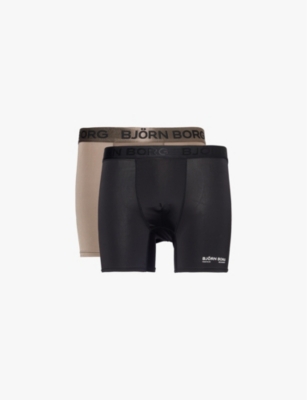 BJORN BORG: Pack of two logo-waistband stretch-recycled polyester boxers