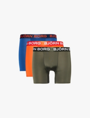BJORN BORG: Pack of three logo-waistband stretch-recycled polyester boxers