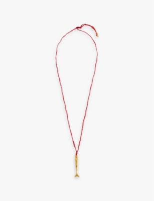 ALIGHIERI: The Catch of the Day 24ct yellow gold-plated bronze and cotton thread pendant necklace