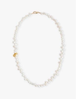 ALIGHIERI: La Calliope 24ct yellow gold-plated bronze and freshwater pearls choker necklace