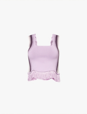 PH5: Emma fringe-embellished cropped stretch-recycled-viscose blend top