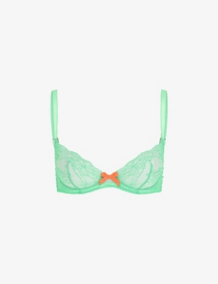 AGENT PROVOCATEUR: Isedora bow-embroidered underwired woven plunge bra