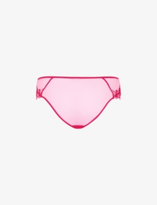 Agent Provocateur Womens Pink Juni Bow-embroidered Mid-rise Woven Briefs In Pink