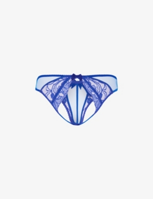 AGENT PROVOCATEUR: Rozlyn bow-embellished ouvert mid-rise woven briefs