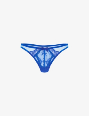 AGENT PROVOCATEUR: Rozlyn bow-embellished mid-rise woven thong