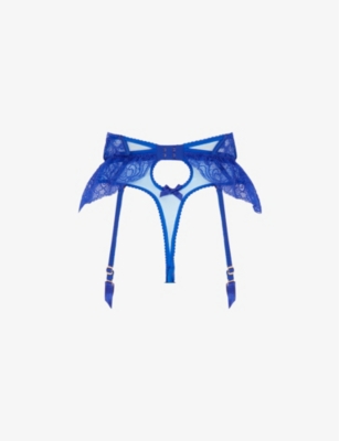 AGENT PROVOCATEUR: Rozlyn bow-embellished woven thong suspender