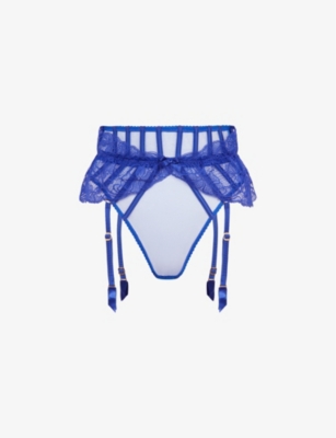 AGENT PROVOCATEUR: Rozlyn bow-embellished woven thong suspender
