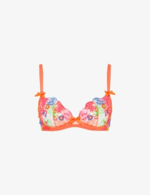 Agent Provocateur Womens Orange Zuri Lace-embroidered Plunge Woven Underwired Bra