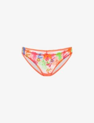 AGENT PROVOCATEUR: Zuri lace-embroidered mid-rise woven briefs