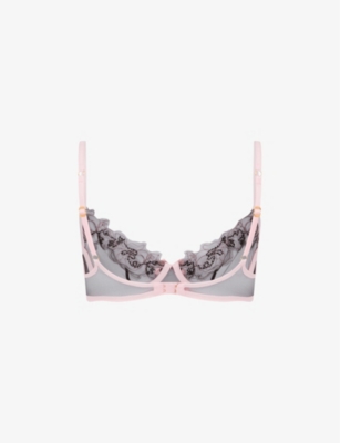 AGENT PROVOCATEUR: Lindie floral-motif underwired woven balconette bra