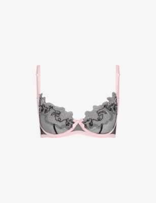 Agent Provocateur Womens Pink Lindie Floral-motif Underwired Woven Balconette Bra