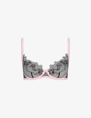 AGENT PROVOCATEUR: Lindie floral-motif underwired woven balconette bra
