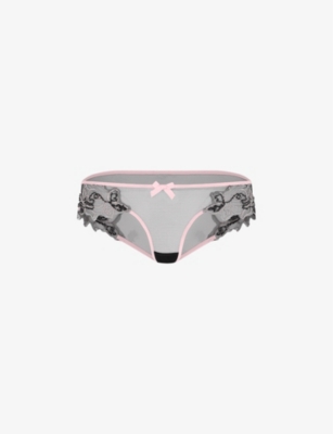 AGENT PROVOCATEUR: Lindie floral-motif bow-embellished woven briefs