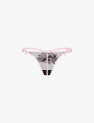 AGENT PROVOCATEUR: Lindie floral-motif mid-rise woven thong