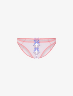 Agent Provocateur Womens Baby Pink Lorna Ouvert Cut-out Bow-embellished Woven Briefs