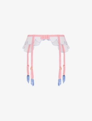 AGENT PROVOCATEUR: Lorna scalloped-hem mid-rise woven suspender belt