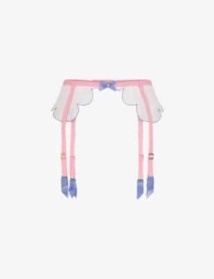 AGENT PROVOCATEUR: Lorna scalloped-hem mid-rise woven suspender belt