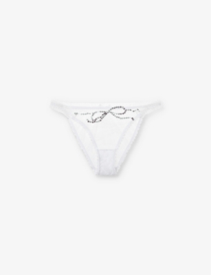 Agent Provocateur Womens White Melle Sequin-embellished Mid-rise Woven Briefs