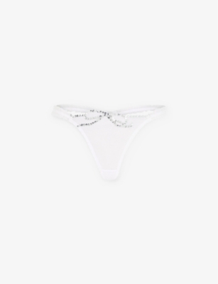 AGENT PROVOCATEUR: Melle Trixie sequin-embellished mid-rise woven thong