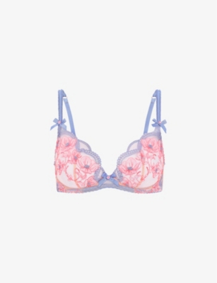AGENT PROVOCATEUR: Winnette floral-lace underwired woven plunge bra
