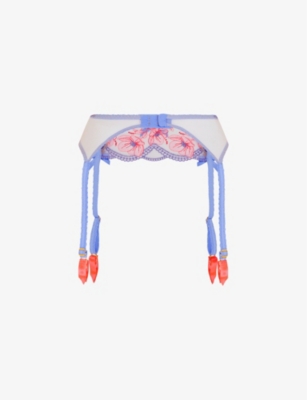 AGENT PROVOCATEUR: Winnette bow-embellished mid-rise woven suspender belt