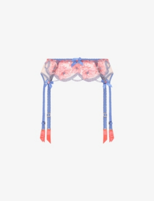 Agent Provocateur Womens Blue Winnette Bow-embellished Mid-rise Woven Suspender Belt