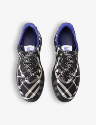 Shop Burberry Mens Black/comb Terrace Checked Woven Low-top Trainers