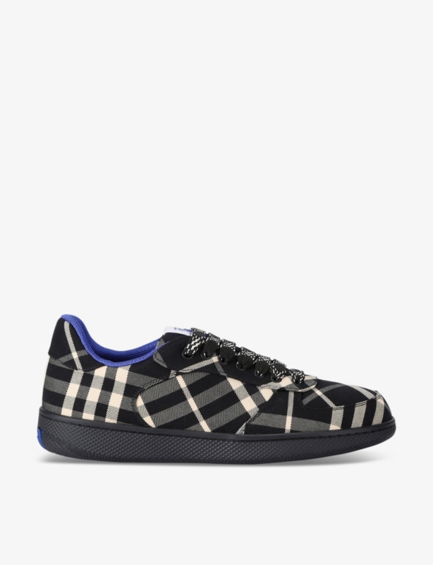 Terrace checked woven low-top trainers