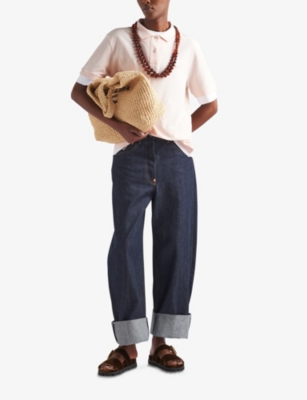 PRADA: Logo-patch relaxed-fit piqué and jersey polo shirt