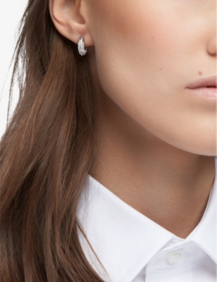 Swarovski Womens Crystal Dextera Rhodium-plated Brass And Crystal Hoop Earrings In Crystal