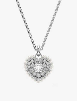 SWAROVSKI: Hyperbola rhodium-plated brass and crystal pendant necklace