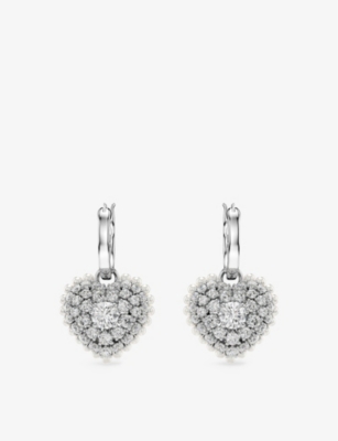 SWAROVSKI: Hyperbola heart-shaped rhodium-plated and crystal drop earrings