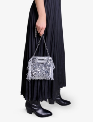 MAJE: M mini sequin-embellished woven cross-body bag