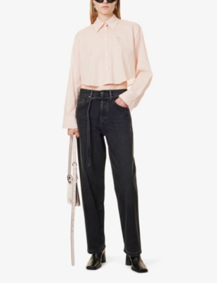 Shop Acne Studios Womens Black 1991 Faded-wash Straight-leg Mid-rise Jeans