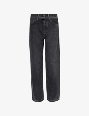 Shop Acne Studios Women's Black 1991 Faded-wash Straight-leg Mid-rise Jeans