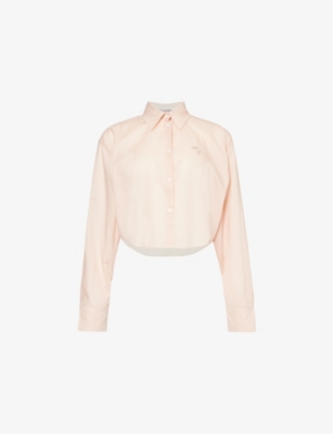 Acne Studios Womens Dusty Pink Satai Voile Branded Cotton Shirt