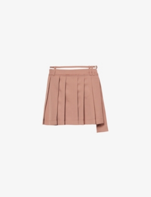 Acne Studios Womens Metallic Brown Pleated Wool-blend Mini Skirt