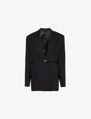 Shop Acne Studios Women's Black Fluid Single-breasted Woven Blazer