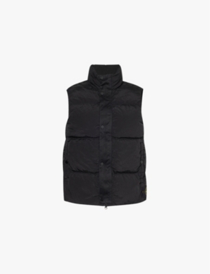 Shop Stone Island Mens Garment Dyed Brand-badge Shell-down Gilet Black