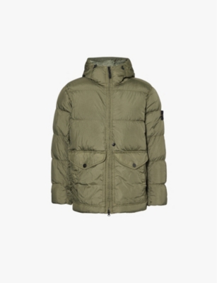 Shop Stone Island Mens Musk Crinkle Reps Brand-badge Shell-down Jacket