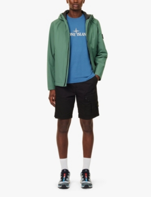 Stone Island Navy Stretch Cotton Tela Paracadute Shorts In Black